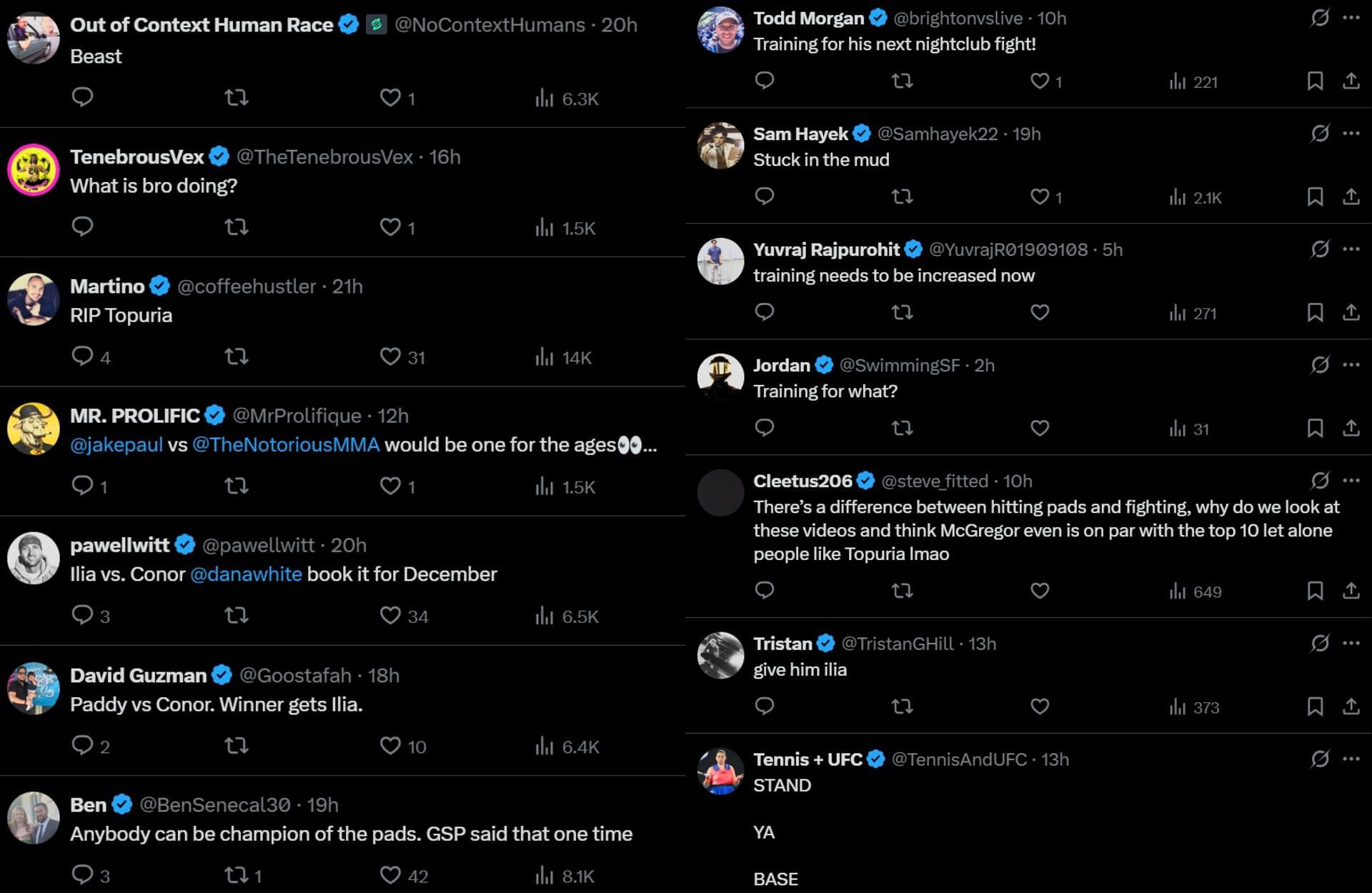 Fan reaction to McGregor hitting the pads